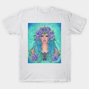 Mermaid sea goddess art by Renee Lavoie T-Shirt